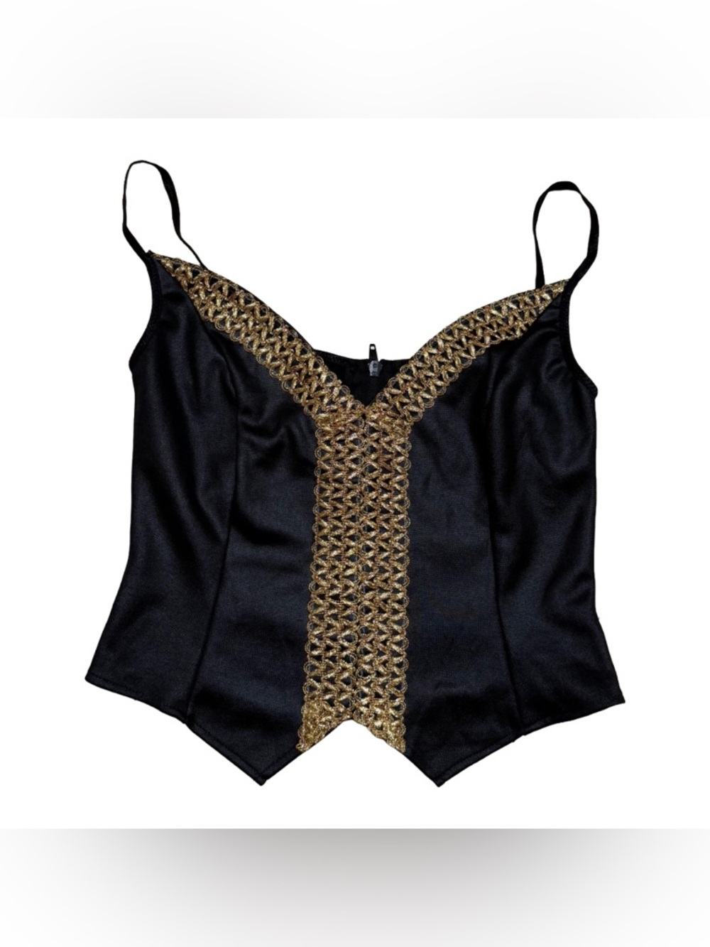 Y2K Leg Avenue Gold & Black Baby Cropped Top
